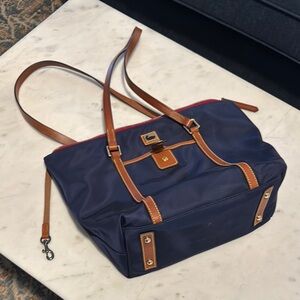 Dooney & Bourke Navy and Brown Shoulder Bag